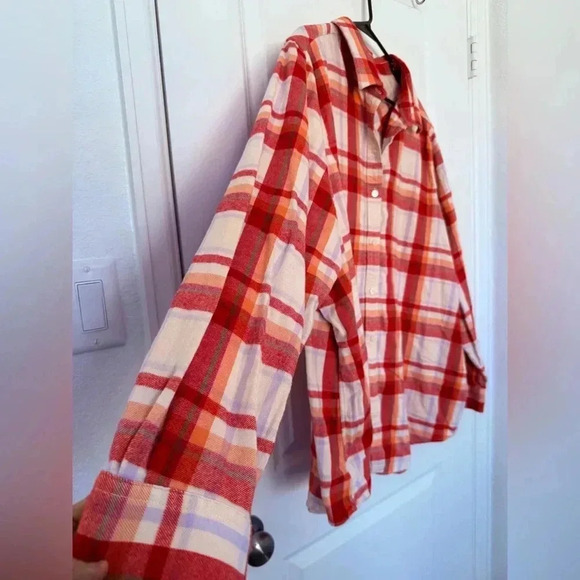 Lands End Woman’s Flannel Red and Orange Size 24W - Picture 2 of 6
